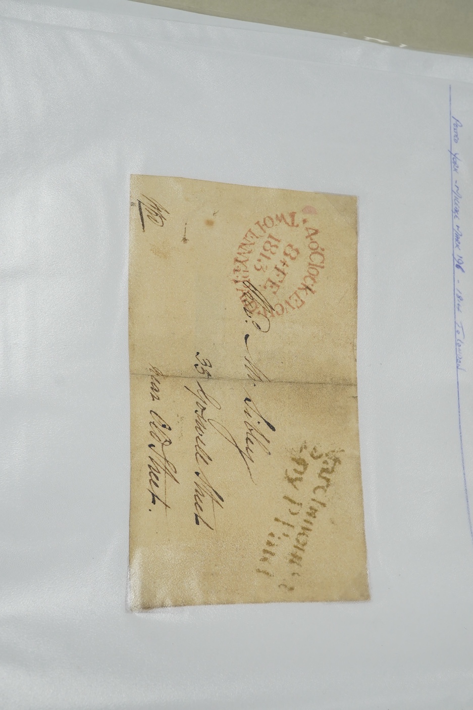 A collection of fifty early nineteenth century Georgian and Victorian franked postal covers, Victoria pre-paid ‘letter cards’ and post cards, railway Dividend Statement, Registered Letters, Fire Office statements, letter